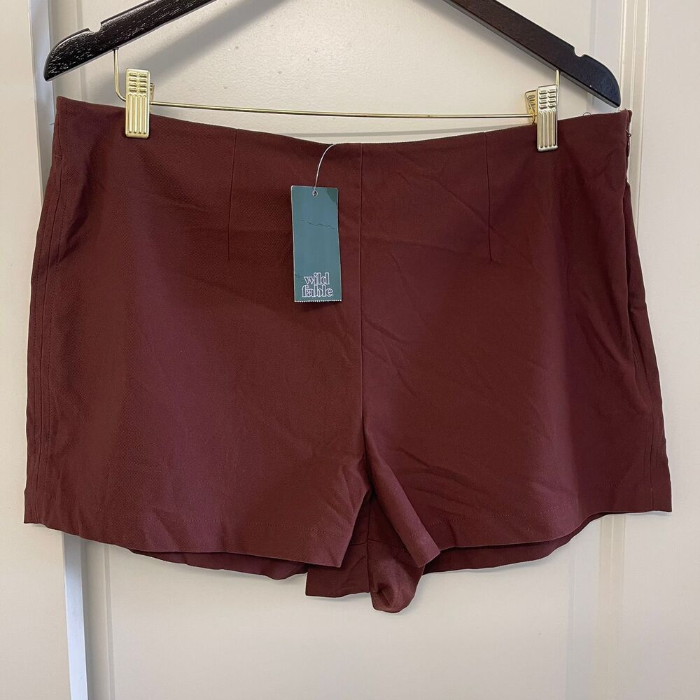 NWT Wild Fable Brown High Waisted Shorts XL Extra Large Tailored A-Line - Picture 2 of 8